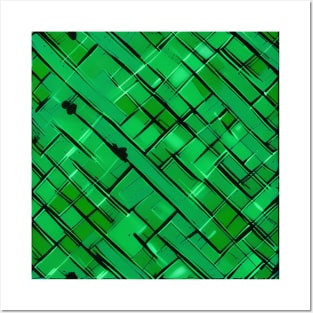 Comic Book Style Green Brick Wall (MD23Bgs008d) Posters and Art